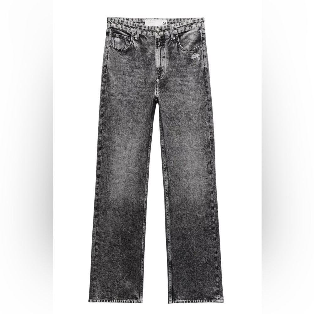 Rag & Bone Miramar Shea Relaxed Straight Leg Jeans in Washed Black Size 26